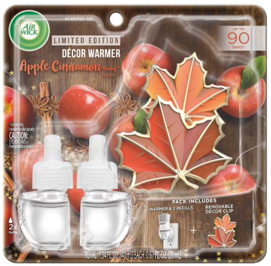 AIR WICK Scented Oil  Apple Cinnamon Medley  Kit Decor Clip Discontinued